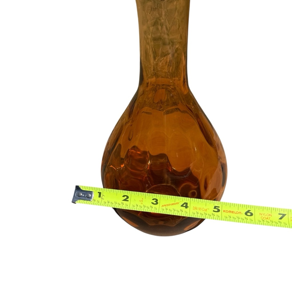 Mid Century Amber Swung Glass Vase 10” MCM Viking Style Retro Art Glass Vintage - Picture 11 of 12